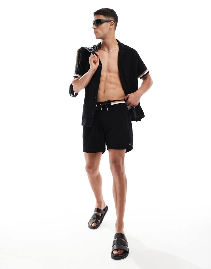 Boss Bodywear Boss Terry beach short in black